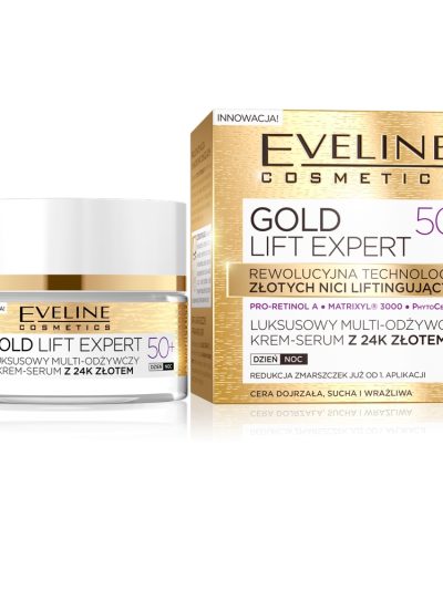 Eveline Cosmetics Gold Lift Expert 50+ luksusowy multi-odżywczy krem-serum z 24k złotem dzień/noc 50ml