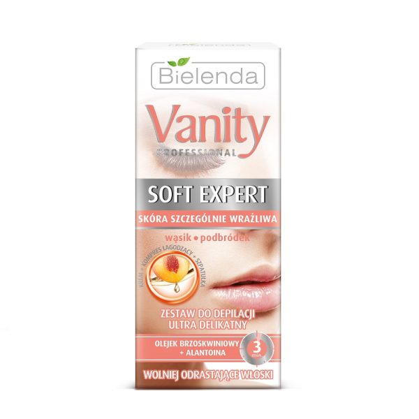 Bielenda Vanity Professional Soft Expert zestaw do depilacji twarzy ultra delikatny krem 15ml + kompres 10ml + szpatułka