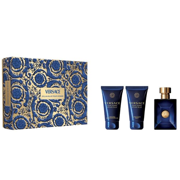 Versace Pour Homme Dylan Blue zestaw woda toaletowa 50ml + żel pod prysznic 50ml + balsam po goleniu 50ml