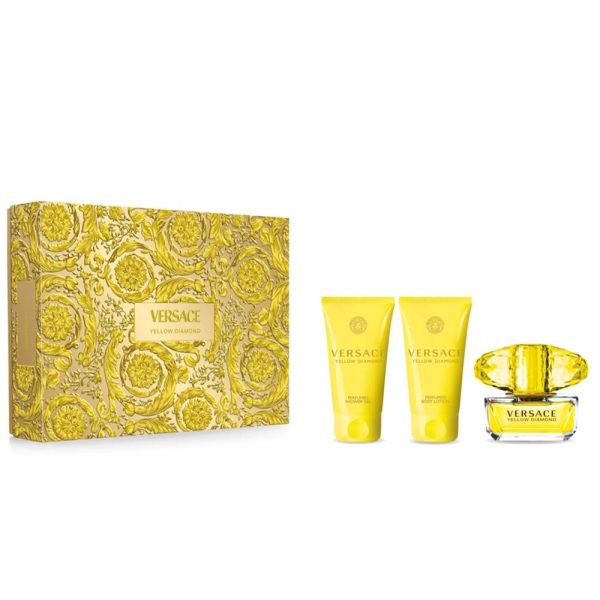 Versace Yellow Diamond zestaw woda toaletowa 50ml + żel pod prysznic 50ml + balsam do ciała 50ml