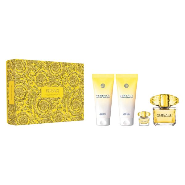 Versace Yellow Diamond zestaw woda toaletowa 90ml + balsam do ciała 100ml + żel pod prysznic 100ml + woda toaletowa 5ml