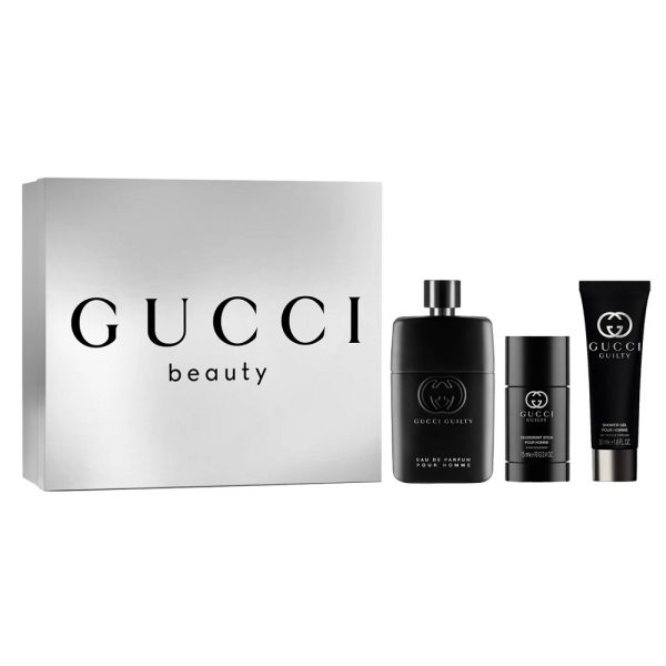 Gucci Guilty Pour Homme zestaw woda perfumowana 90ml + żel pod prysznic 50ml + dezodorant sztyft 75ml