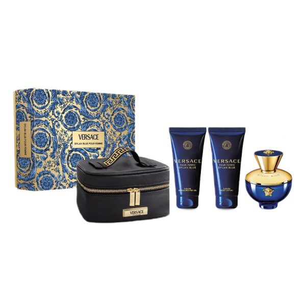Versace Dylan Blue Pour Femme zestaw woda perfumowana 100ml + żel pod prysznic 100ml + balsam do ciała 100ml + kosmetyczka