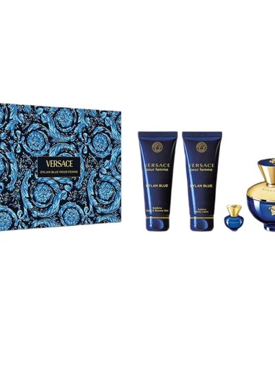 Versace Dylan Blue Pour Femme zestaw woda perfumowana 100ml + żel pod prysznic 100ml + balsam do ciała 100ml + miniatura wody perfumowanej 5ml