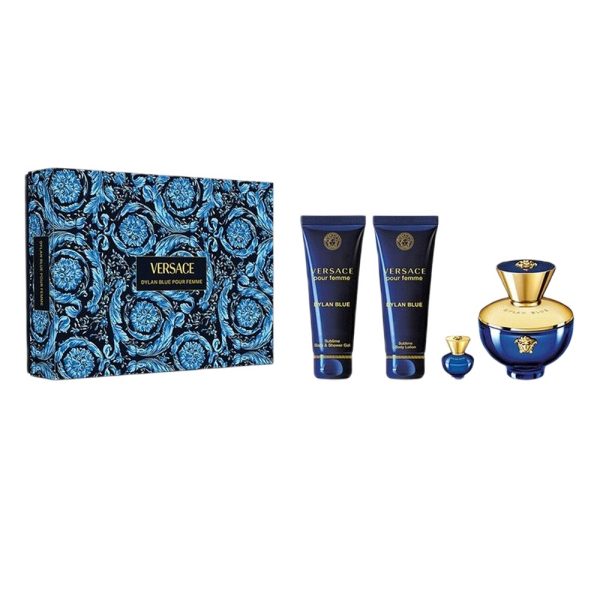 Versace Dylan Blue Pour Femme zestaw woda perfumowana 100ml + żel pod prysznic 100ml + balsam do ciała 100ml + miniatura wody perfumowanej 5ml