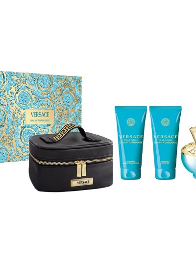 Versace Dylan Turquoise Pour Femme zestaw woda toaletowa 100ml + żel pod prysznic 100ml + żel do ciała 100ml + kosmetyczka