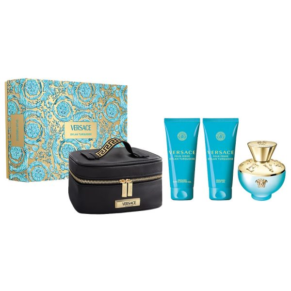 Versace Dylan Turquoise Pour Femme zestaw woda toaletowa 100ml + żel pod prysznic 100ml + żel do ciała 100ml + kosmetyczka