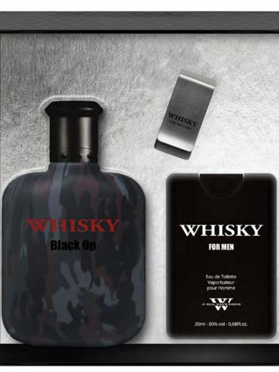 Evaflor Whisky Black Op zestaw woda toaletowa 100ml + woda toaletowa 20ml + klips na banknoty