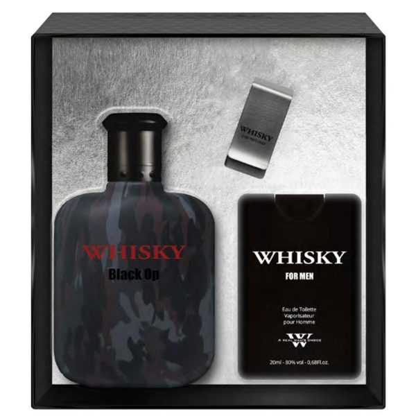 Evaflor Whisky Black Op zestaw woda toaletowa 100ml + woda toaletowa 20ml + klips na banknoty