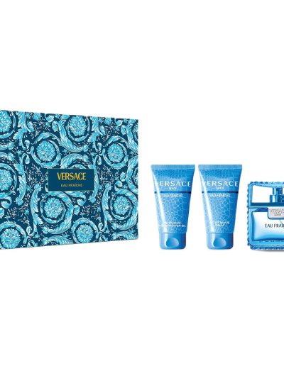 Versace Man Eau Fraiche zestaw woda toaletowa 50ml + żel pod prysznic 50ml + balsam po goleniu 50ml