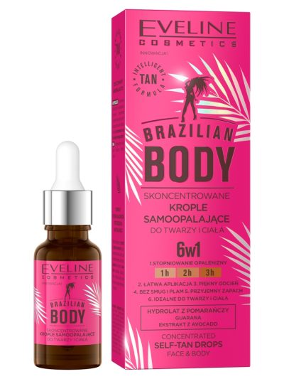 Eveline Cosmetics Brazilian Body skoncentrowane krople samoopalające do twarzy i ciała 18ml