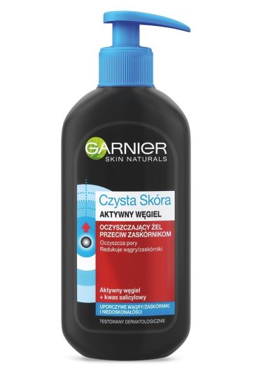 Garnier Czysta Skóra Aktywny Węgiel oczyszczający żel do twarzy przeciw zaskórnikom 200ml