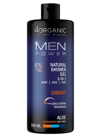 4organic Men Power naturalny żel pod prysznic 3w1 Energy 500ml