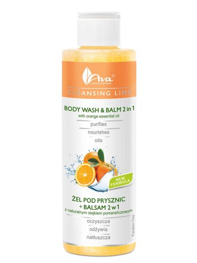 Ava Laboratorium Cleansing Line żel pod prysznic + balsam 2w1 z naturalnym olejkiem pomarańczowym 200ml