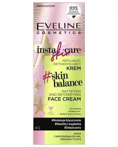 Eveline Cosmetics Insta Skin Care matująco-detoksykujący krem do skóry z niedoskonałościami mieszanej i tłustej 50ml