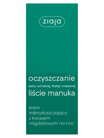 Ziaja Liście Manuka Oczyszczanie krem mikrozłuszczający z kwasem migdałowym na noc 50ml