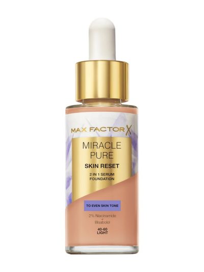 Max Factor Miracle Pure 2w1 Skin Reset pielęgnujący podkład z serum o wegańskiej formule 40-60 Light 30ml