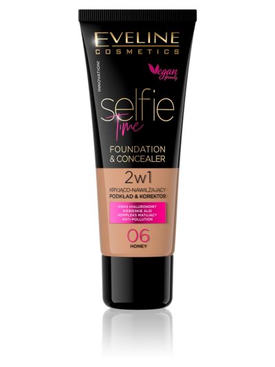 Eveline Cosmetics Selfie Time Foundation & Concealer kryjąco-nawilżający pokład i korektor 06 Honey 30ml
