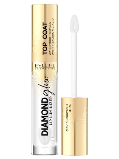 Eveline Cosmetics Diamond Glow Lip Luminizer top coat do ust z kwasem hialuronowym 01 Transparent 4.5ml