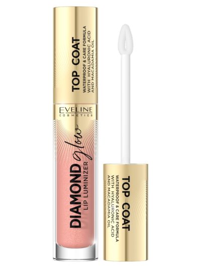 Eveline Cosmetics Diamond Glow Lip Luminizer top coat do ust z kwasem hialuronowym 13 Peach Fuzz 4.5ml