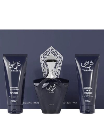 Afnan Turathi Blue Pour Homme zestaw woda perfumowana 90ml + żel pod prysznic 100ml + balsam po goleniu 100ml