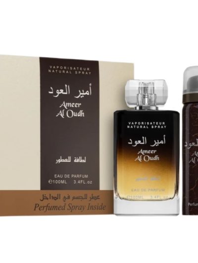 Lattafa Ameer Al Oudh zestaw woda perfumowana 100ml + dezodorant 50ml