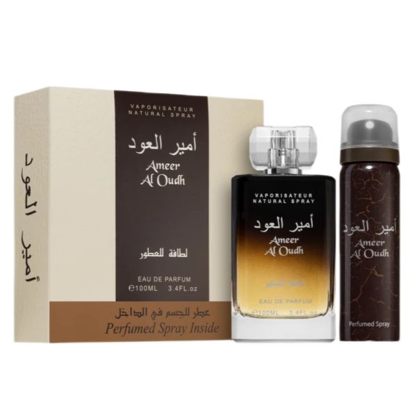 Lattafa Ameer Al Oudh zestaw woda perfumowana 100ml + dezodorant 50ml