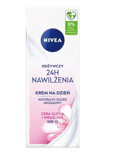 Nivea 24H Nawilżenia odżywczy krem na dzień cera sucha i wrażliwa SPF15 50ml
