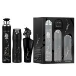 Lattafa Maahir Black Edition zestaw woda perfumowana 100ml + dezodorant 200ml + odświeżacz powietrza 300ml