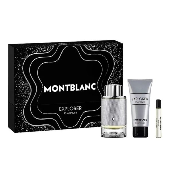 Mont Blanc Explorer Platinum zestaw woda perfumowana 100ml + miniatura wody perfumowanej 7.5ml + żel pod prysznic 100ml