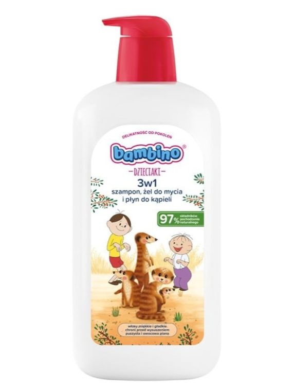 Bambino Dzieciaki 3w1 szampon żel pod prysznic i płyn do kąpieli Surykatki 1000ml