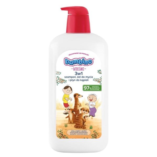 Bambino Dzieciaki 3w1 szampon żel pod prysznic i płyn do kąpieli Surykatki 1000ml