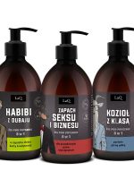 LaQ Czyściopak Męski zestaw żel pod prysznic Habibi z Dubaju 500ml + żel pod prysznic Doberman 500ml + żel pod prysznic Kozioł z Klasą 500ml