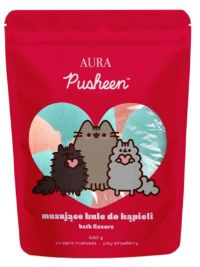 Pusheen Bath Fizzers musujące kule do kąpieli Soczysta Truskawka 6x50g