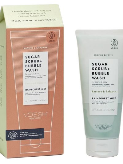 VOESH Sugar Scrub + Bubble Wash cukrowy peeling myjący do ciała i skóry głowy Rainforest Mist 210g