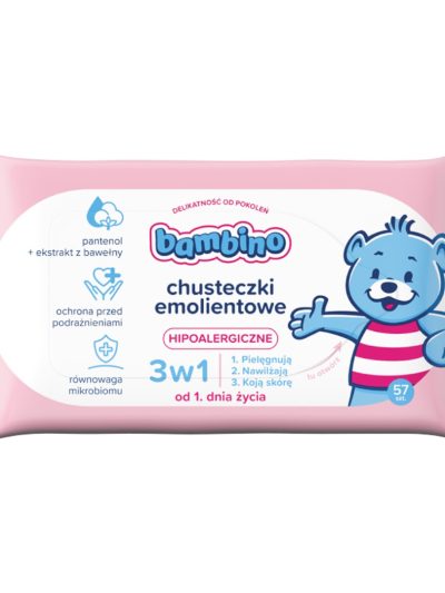 Bambino Chusteczki emolientowe 3w1 57szt.