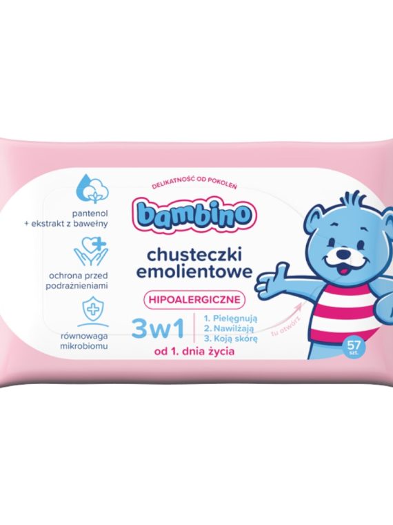 Bambino Chusteczki emolientowe 3w1 57szt.