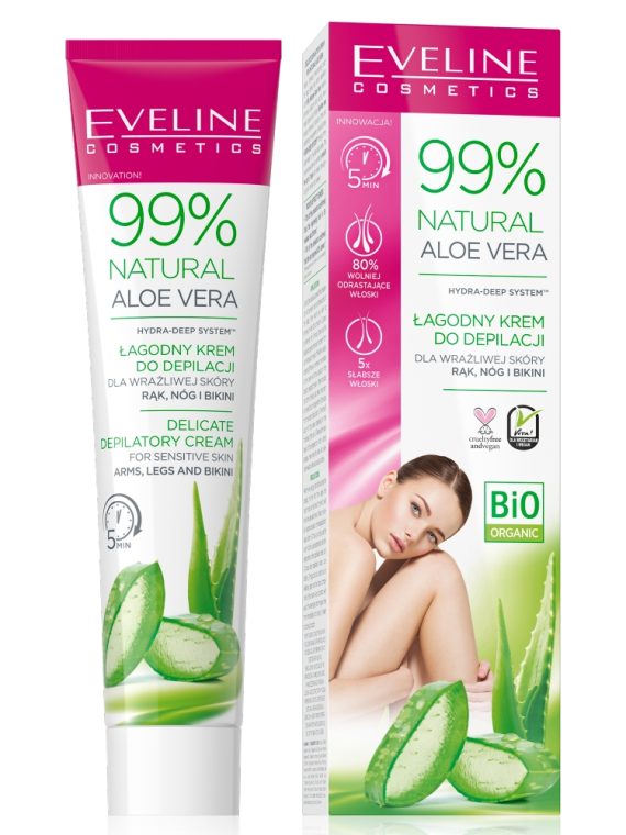 Eveline Cosmetics 99% Natural Aloe Vera krem do depilacji rąk nóg i bikini 125ml