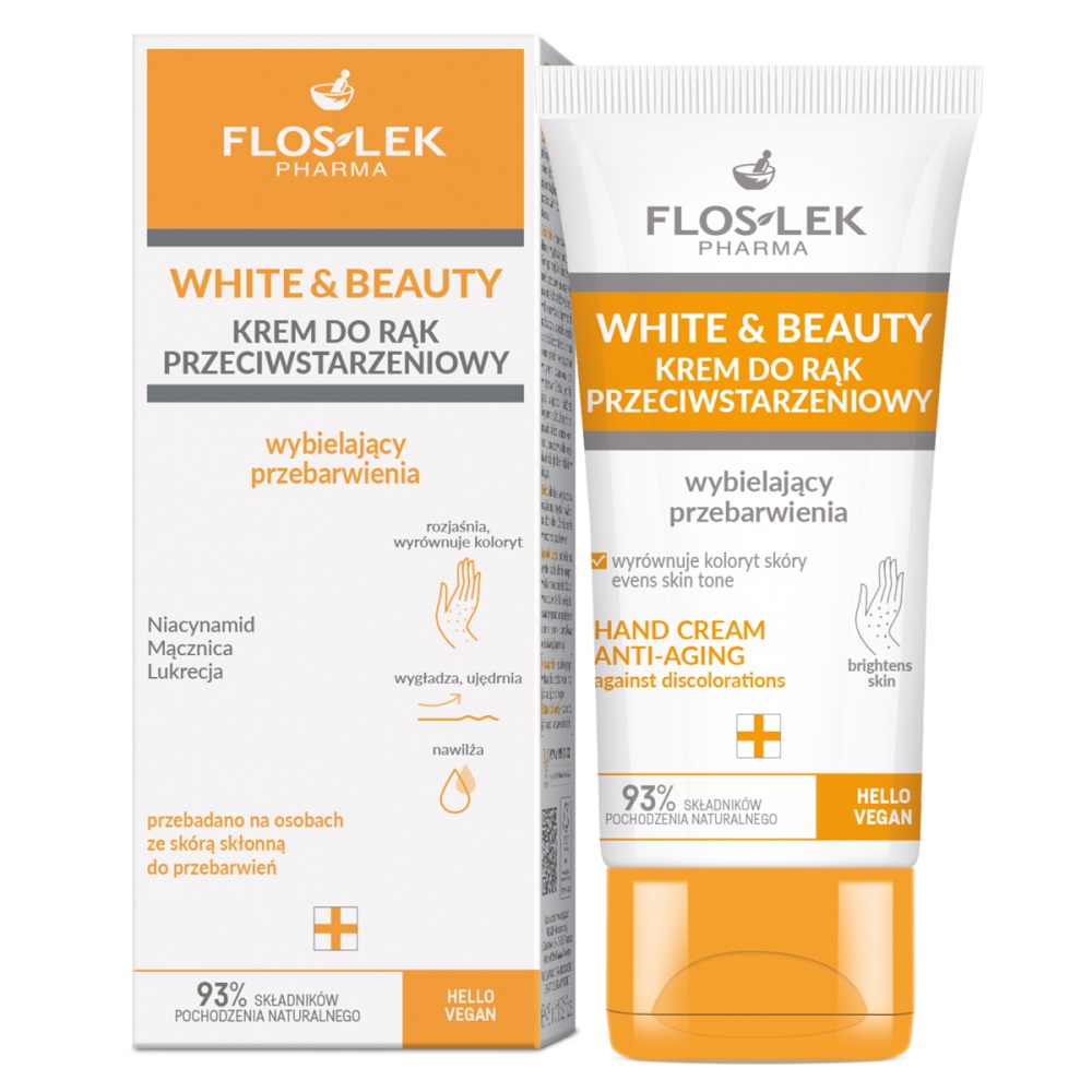 Floslek Floslek White & Beauty krem do rąk przeciwstarzeniowy wybielający przebarwienia 45ml