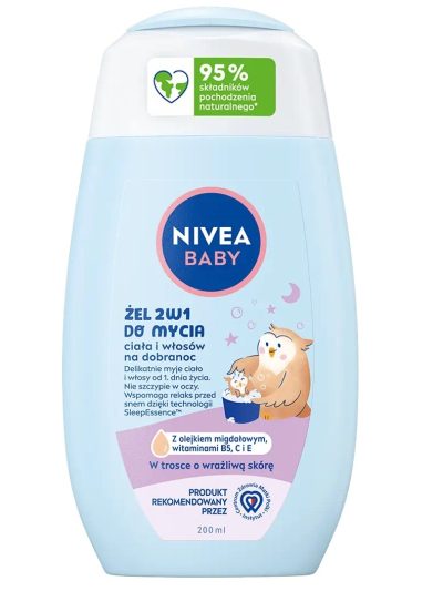 Nivea Baby żel 2w1 do mycia ciała i włosów na dobranoc 200ml