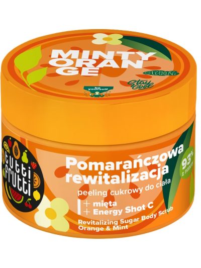 Farmona Tutti Frutti rewitalizujący peeling cukrowy do ciała Pomarańcza i Mięta + Energy Shot C 300g