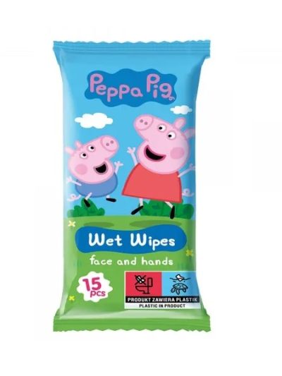 Peppa Pig Chusteczki nawilżane do twarzy i rąk Truskawka 15szt.