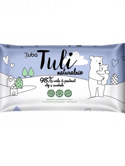Luba Tuli naturalne chusteczki dla dzieci 98% woda & pantenol & olej z awokado 50szt