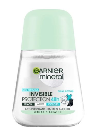 Garnier Mineral Invisible Protection Clean Cotton antyperspirant w kulce 50ml