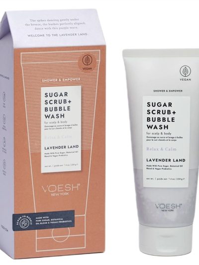 VOESH Sugar Scrub + Bubble Wash cukrowy peeling myjący do ciała i skóry głowy Lavender Land 210g