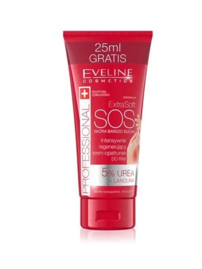 Eveline Cosmetics Extra Soft SOS intensywnie regenerujący krem-opatrunek do rąk 5% urea + lanolina 100ml