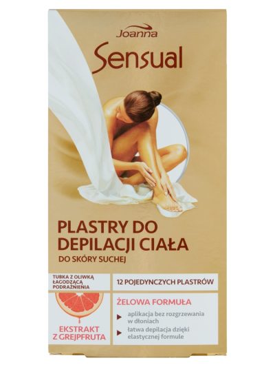 Joanna Sensual plastry do depilacji ciała do skóry suchej Ekstrakt z Grejpfruta 12szt + tubka z oliwką łagodzącą 10ml