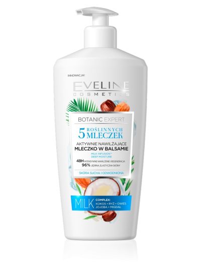 Eveline Cosmetics Botanic Expert 5 Roślinnych Mleczek aktywnie nawilżające mleczko w balsamie 350ml