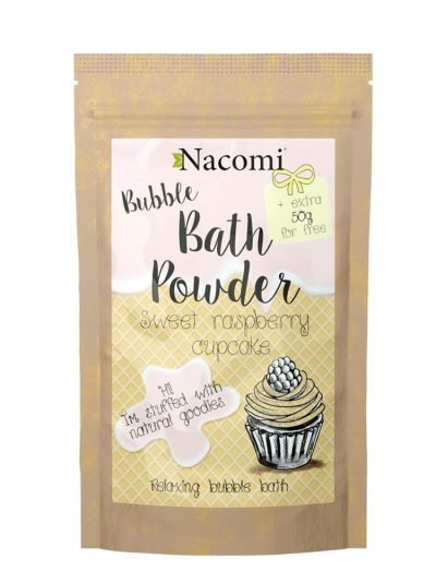 Nacomi Bubble Bath Powder puder do kąpieli Sweet Raspberry Cupcake 150g