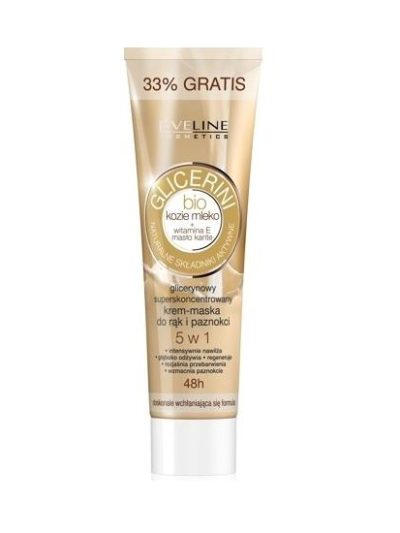 Eveline Cosmetics Glicerini 5w1 glicerynowy superskoncentrowany krem-maska do rąk i paznokci 100ml